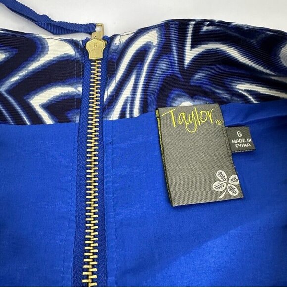 Taylor Women's NWT Blue Geometric 3/4‎ Sleeve Business Career Shift Dress 6/C38 - Picture 5 of 13